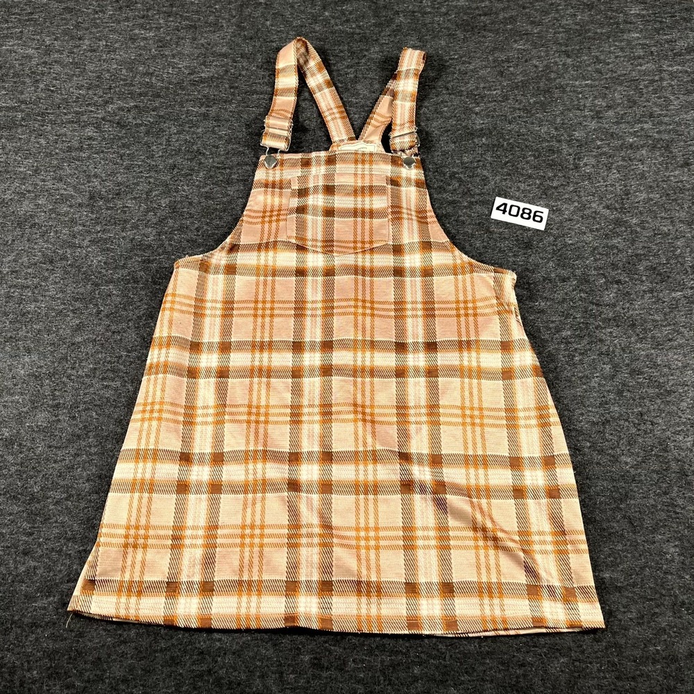 No Comment Pinafore Dress Womens XL Multicolor‎ Plaid Stretch Square Neck Casual